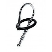 Серебристый уретральный плаг-бусины TOYFA Metal с мягким фиксириющим кольцом - ToyFa - купить с доставкой в Стерлитамаке