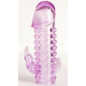 Закрытая фиолетовая насадка с 2 отростками - 13 см. - Toyfa Basic - в Стерлитамаке купить с доставкой