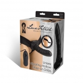Чёрный полый страпон с вибрацией Unisex Vibrating Hollow Strap-On - 14 см. - Lux Fetish - купить с доставкой в Стерлитамаке