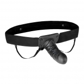 Чёрный полый страпон с вибрацией Unisex Vibrating Hollow Strap-On - 14 см. - Lux Fetish - купить с доставкой в Стерлитамаке
