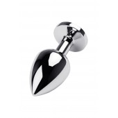 Серебристая коническая анальная пробка с красным кристаллом - 8 см. - ToyFa - купить с доставкой в Стерлитамаке