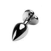 Серебристая коническая анальная пробка с красным кристаллом-сердечком - 7 см. - ToyFa - купить с доставкой в Стерлитамаке