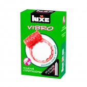 Розовое эрекционное виброкольцо Luxe VIBRO  Поцелуй стриптизёрши  + презерватив - Luxe - в Стерлитамаке купить с доставкой