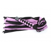 Черно-розовая плеть из замши - 58 см. - БДСМ Арсенал - купить с доставкой в Стерлитамаке