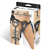 Черные трусики для страпона из патентованной кожи - Lux Fetish - купить с доставкой в Стерлитамаке