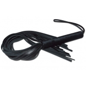 Чёрная кожаная плеть с жесткой ручкой - 63 см. - Sitabella - купить с доставкой в Стерлитамаке