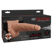 Телесный полый страпон с имитацией эякуляции 7.5  Hollow Squirting Strap-On with Balls Flesh - 21,6 см. - Pipedream - купить с доставкой в Стерлитамаке