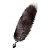 Серебристая металлическая анальная втулка с хвостом чернобурой лисы - размер S - ToyFa - купить с доставкой в Стерлитамаке