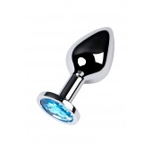 Серебристая конусовидная анальная пробка с голубым кристаллом - 8 см. - ToyFa - купить с доставкой в Стерлитамаке