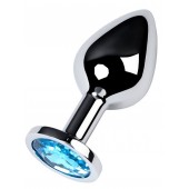 Серебристая конусовидная анальная пробка с голубым кристаллом - 8 см. - ToyFa - купить с доставкой в Стерлитамаке