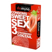 Презервативы для орального секса DOMINO Sweet Sex с ароматом клубничного коктейля  - 3 шт. - Domino - купить с доставкой в Стерлитамаке