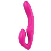 Ярко-розовый безремневой страпон REMOTE DOUBLE DIPPER - 22 см. - Dream Toys - купить с доставкой в Стерлитамаке