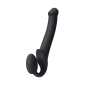 Черный безремневой страпон Silicone Bendable Strap-On M - Strap-on-me - купить с доставкой в Стерлитамаке