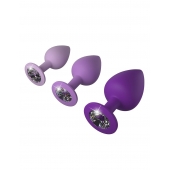 Набор из 3 фиолетовых анальных пробок со стразами Little Gems Trainer Set - Pipedream - купить с доставкой в Стерлитамаке
