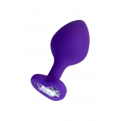 Фиолетовая анальная втулка Diamond Heart с прозрачным кристаллом - 8 см. - ToyFa - купить с доставкой в Стерлитамаке