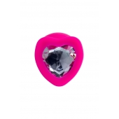 Розовая анальная втулка Diamond Heart с прозрачным кристаллом - 9,5 см. - ToyFa - купить с доставкой в Стерлитамаке