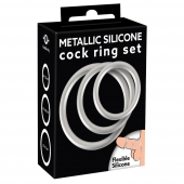 Набор из 3 эрекционных колец под металл Metallic Silicone Cock Ring Set - Orion - в Стерлитамаке купить с доставкой