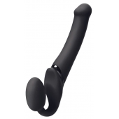 Черный безремневой вибрострапон Silicone Bendable Strap-On M - Strap-on-me - купить с доставкой в Стерлитамаке