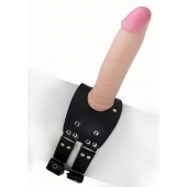 Черный узкий пояс на бедро с телесной насадкой - LOVETOY (А-Полимер) - купить с доставкой в Стерлитамаке