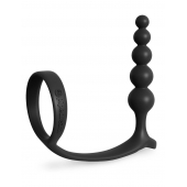 Черная анальная цепочка с эрекционным кольцом Ass-gasm Cockring Anal Beads - Pipedream - в Стерлитамаке купить с доставкой
