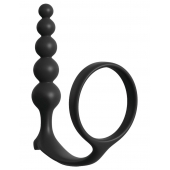 Черная анальная цепочка с эрекционным кольцом Ass-gasm Cockring Anal Beads - Pipedream - в Стерлитамаке купить с доставкой