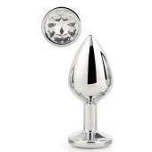 Серебристая анальная втулка с прозрачным кристаллом - 7,1 см. - Dream Toys - купить с доставкой в Стерлитамаке