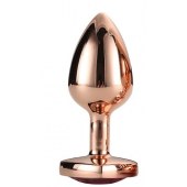 Золотистая анальная втулка с кристаллом-сердечком розового цвета - 7,1 см. - Dream Toys - купить с доставкой в Стерлитамаке