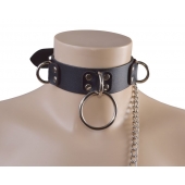 Черный кожаный ошейник Big Ring - Sitabella - купить с доставкой в Стерлитамаке