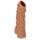 Телесная насадка с венками и открытой головкой Nude Sleeve L - 14 см. - KOKOS - в Стерлитамаке купить с доставкой