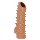 Телесная насадка с шипами и открытой головкой Nude Sleeve L - 14 см. - KOKOS - в Стерлитамаке купить с доставкой