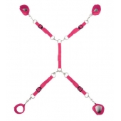 Ярко-розовый набор фиксаций на кровати Classic Bed Spreader - Lux Fetish - купить с доставкой в Стерлитамаке