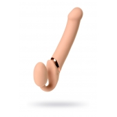 Телесный безремневой вибрострапон Vibrating Bendable Strap-On L - Strap-on-me - купить с доставкой в Стерлитамаке