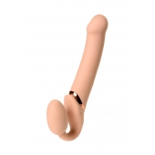 Телесный безремневой вибрострапон Vibrating Bendable Strap-On L - Strap-on-me - купить с доставкой в Стерлитамаке