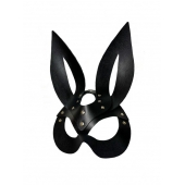 Черная кожаная маска зайки Miss Bunny - БДСМ Арсенал - купить с доставкой в Стерлитамаке