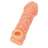 Телесная закрытая насадка с венками Cock Sleeve Size S - 13,8 см. - KOKOS - в Стерлитамаке купить с доставкой