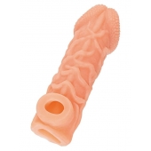 Телесная закрытая насадка с венками Cock Sleeve Size M - 15,6 см. - KOKOS - в Стерлитамаке купить с доставкой