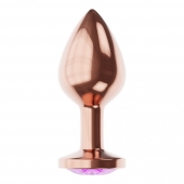 Пробка цвета розового золота с фиолетовым кристаллом Diamond Amethyst Shine S - 7,2 см. - Lola Games - купить с доставкой в Стерлитамаке