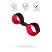 Красно-черные велюровые наручники Anonymo - ToyFa - купить с доставкой в Стерлитамаке