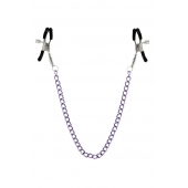 Зажимы для сосков с фиолетовой цепочкой Sweet Caress Nipple Chain - Sweet Caress - купить с доставкой в Стерлитамаке