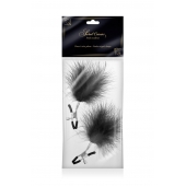 Зажимы на соски с черными пуховыми кисточками Sweet Caress Feather Nipple Clumps - Sweet Caress - купить с доставкой в Стерлитамаке