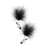 Зажимы на соски с черными пуховыми кисточками Sweet Caress Feather Nipple Clumps - Sweet Caress - купить с доставкой в Стерлитамаке