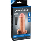 Телесная вибронасадка с кольцом  Vibrating Real Feel 1 Extension - 14 см. - Pipedream - в Стерлитамаке купить с доставкой