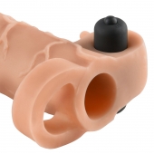 Телесная вибронасадка с кольцом Vibrating Real Feel 2 Extension - 16 см. - Pipedream - в Стерлитамаке купить с доставкой
