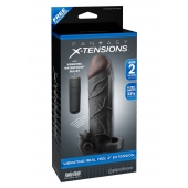 Чёрная вибронасадка с кольцом Vibrating Real Feel 2 Extension - 16 см. - Pipedream - в Стерлитамаке купить с доставкой