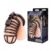 Черная металлическая клетка с замком Deluxe Chastity Cage - BlueLine - купить с доставкой в Стерлитамаке