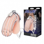 Серебристая металлическая клетка с анальным стимулятором Cock Cage - BlueLine - купить с доставкой в Стерлитамаке