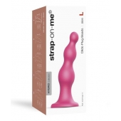 Розовая насадка Strap-On-Me Dildo Plug Beads size L - Strap-on-me - купить с доставкой в Стерлитамаке