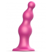 Розовая насадка Strap-On-Me Dildo Plug Beads size L - Strap-on-me - купить с доставкой в Стерлитамаке