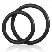 Набор из двух черных силиконовых колец разного диаметра SILICONE COCK RING SET - BlueLine - в Стерлитамаке купить с доставкой