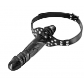Черный кляп-фаллоимитатор Double Penis Gag - Fetish Tentation - купить с доставкой в Стерлитамаке